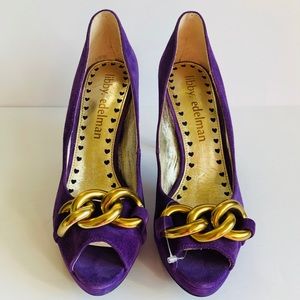 Libby-Edelman Gabriel Voilet Suede peep toe heel